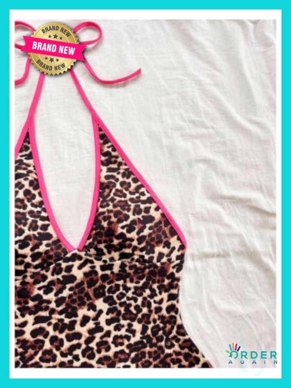 Milumia Women's Y2K Leopard Print Backless Halter Shorts Jumpsuit Size XL - Picture 3 of 4